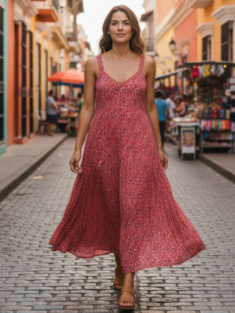 Joie Bondi Boho Tiered Cotton Maxi Dress Tea Rose Ikat Abstract Print Fall Sz L